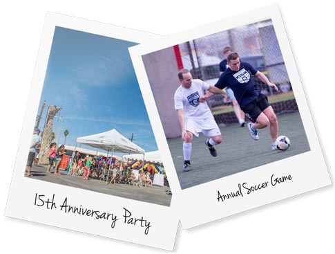 Photos of the 15th anniversary event and annual soccer game