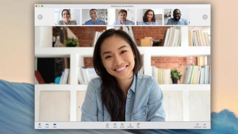 Woman smiling on a screen share meeting