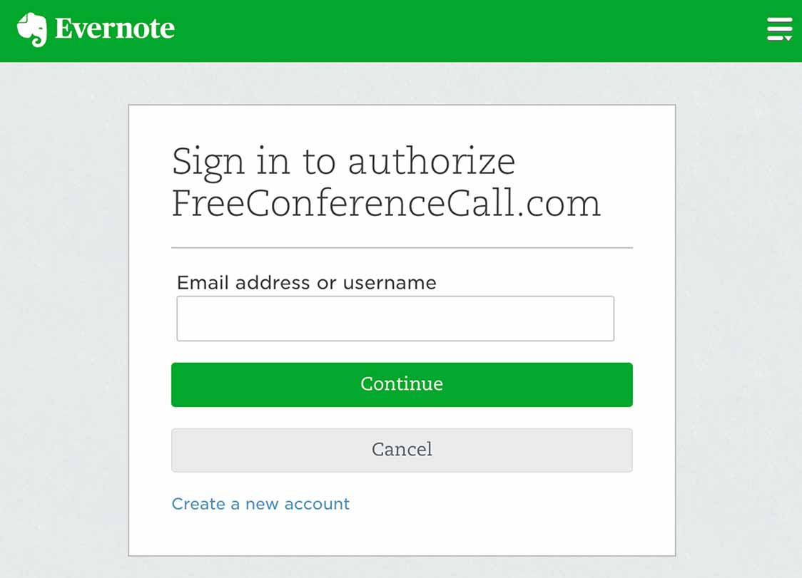 Step 2: Sign in to Evernote
